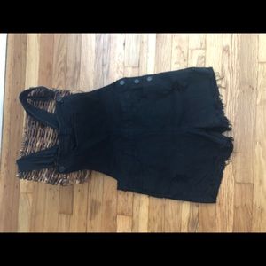 Francesca’s black denim shorts overalls
